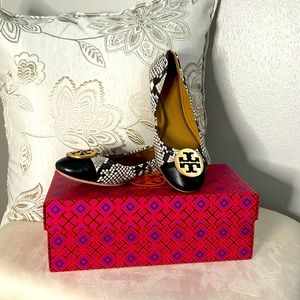Tory Burch Stamped Snake Print Leather Ballet Flat - 7